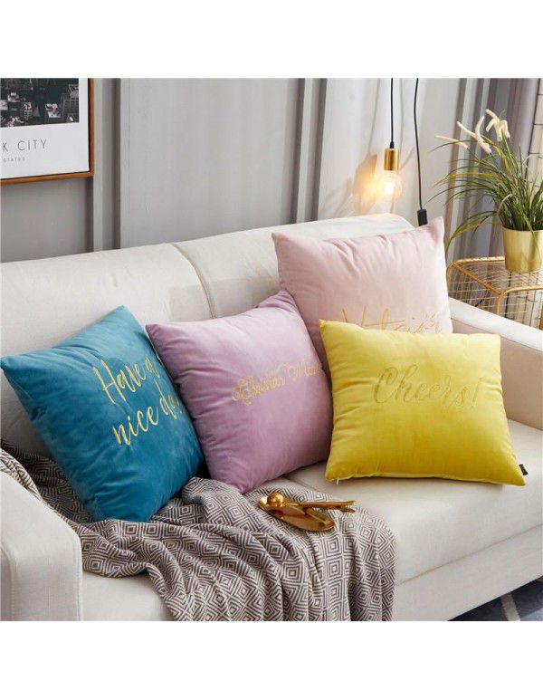 Nordic luxury style sofa pillowcase cushion living room velvet pillowcase 4545 bedside enlarged backrest