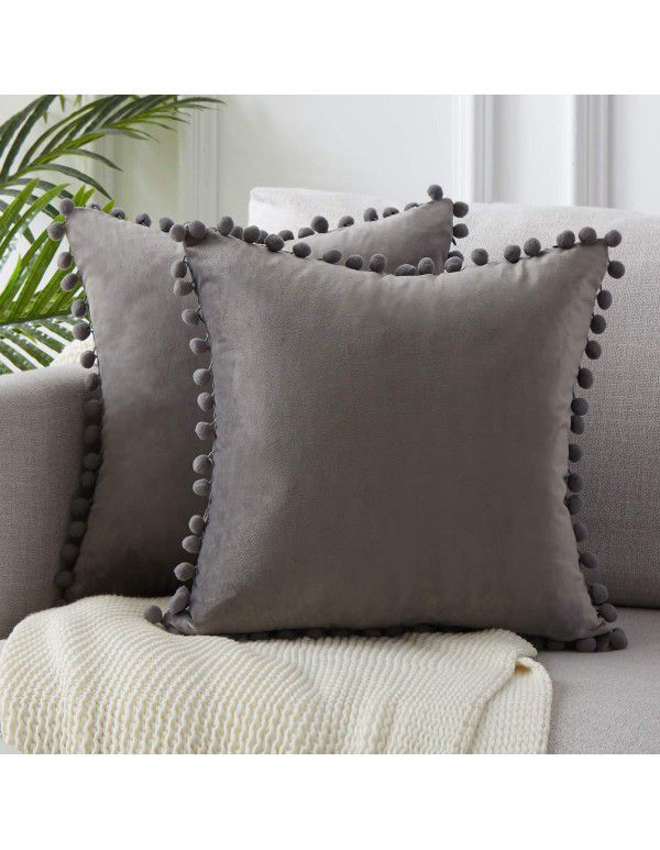 Nordic ins style pillowcase cross-border ball ball velvet solid color pillowcase office sofa pillow bedside cushion