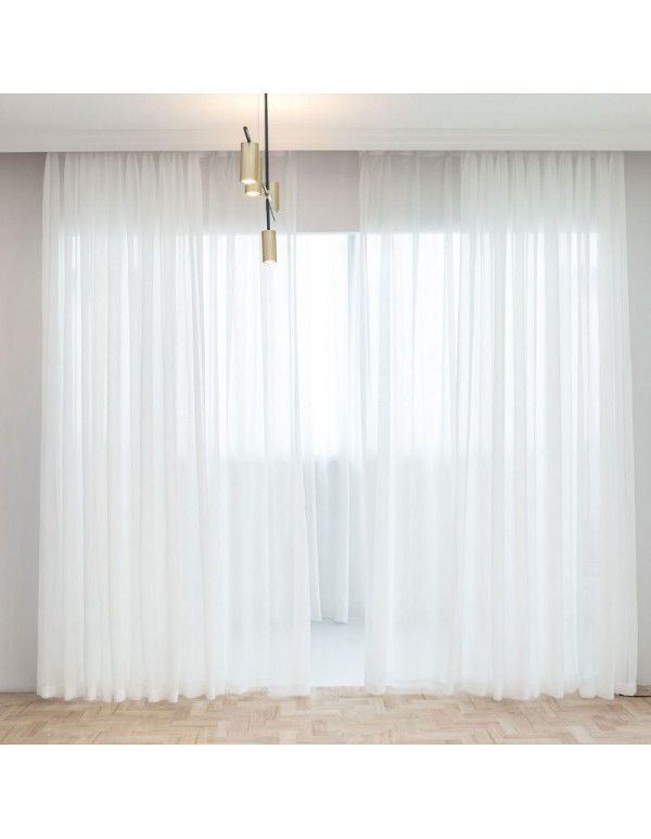 Curtain screen, white linen, thickened window screen, finished bedroom partition screen, floating window, white screen, balcony screen