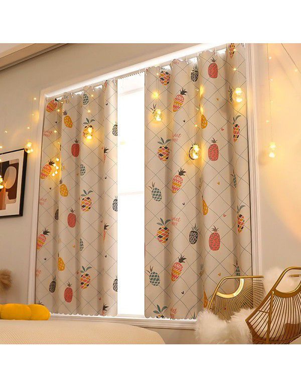 Cloth curtains, simple, hole free installation, curtain rod, a complete set of bedroom shading fabric, 2021 new cross-border