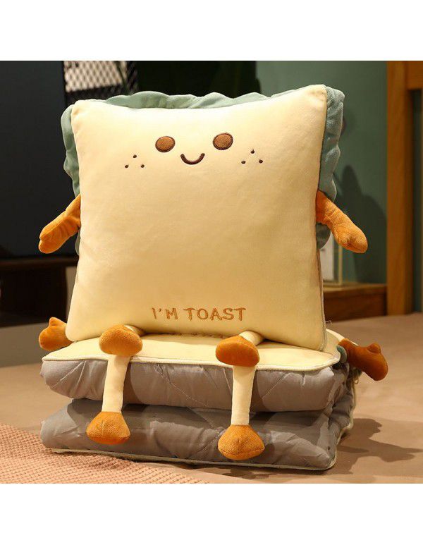 Toast Bread Throwing Pillow Quilt Plush Cartoon Throwing Pillow Office Waist Ins Cartoon Air Conditioner Room Throwing Pillow Quilt