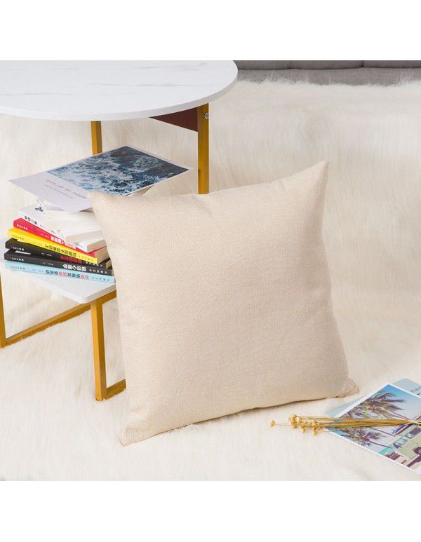 Nordic solid cotton linen pillow sofa cushion cover living room bedroom car office backrest multicolor modern simplicity