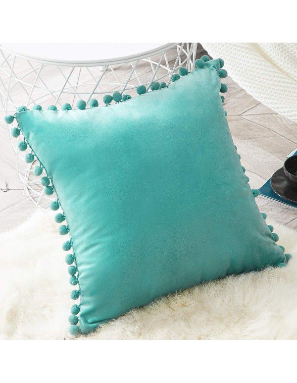 Nordic ins style pillowcase cross-border ball ball velvet solid color pillowcase office sofa pillow bedside cushion