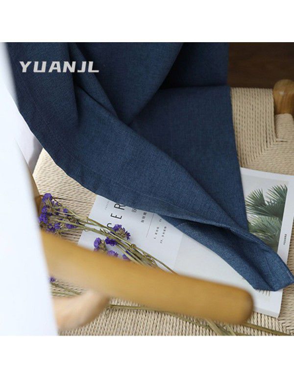 Nordic Simple American Soft Brushed Cashmere Cotton Linen Curtain Study Living Room Solid Semi Blackout Curtain