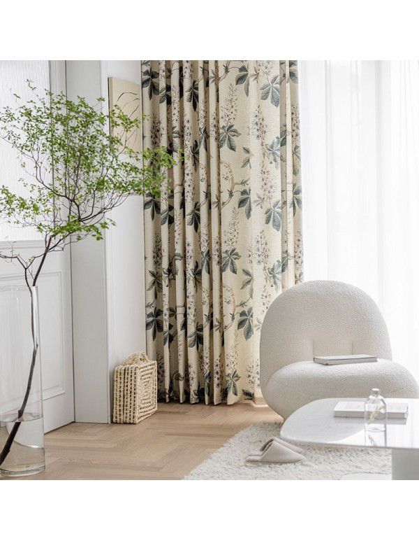 Nordic style curtains, living room, bedroom, cotton and linen blackout curtains, customized modern simple curtain cloth printing, new model 2021