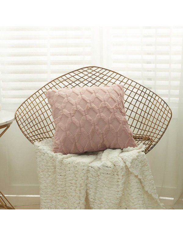 Wholesale special embroidered geometric diamond block plush pillowcase Simple solid color Nordic style household pillowcase