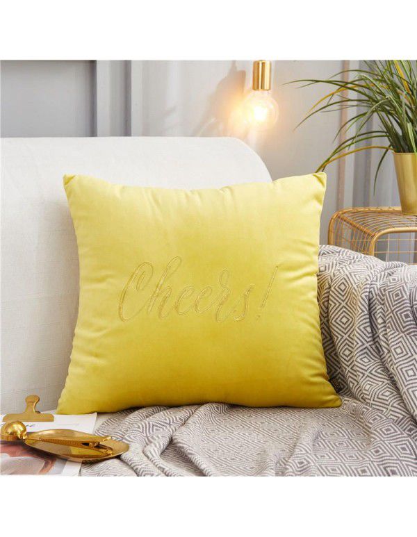 Nordic luxury style sofa pillowcase cushion living room velvet pillowcase 4545 bedside enlarged backrest