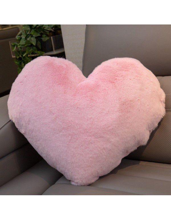 Cute solid color imitation wool throw pillow car pillow heart-shaped sofa waist cushion office seat plush cushion