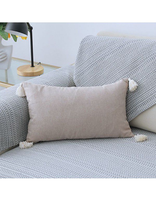 Nordic linen tassel pillow cover American style garden sofa pillow office waist pillow bedside cushion waist back wholesale