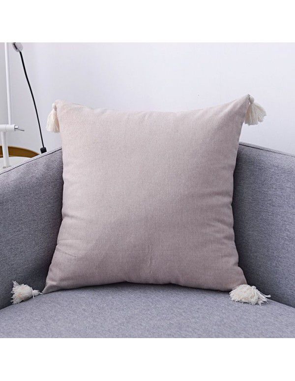 Nordic linen tassel pillow cover American style garden sofa pillow office waist pillow bedside cushion waist back wholesale