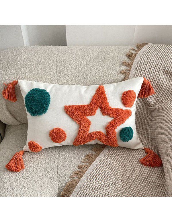 Nordic ins bohemian tufted five pointed star pillow popular home stay sofa bedside cushion office waist pillow