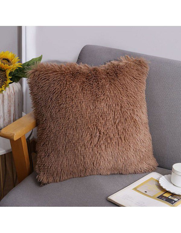 Plush Throw Pillow 2022 Cross border Amazon New Product Solid Color Sofa Cushion Cover Sea Velvet Office Home Cushion