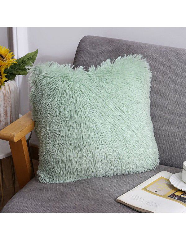 Plush Throw Pillow 2022 Cross border Amazon New Product Solid Color Sofa Cushion Cover Sea Velvet Office Home Cushion