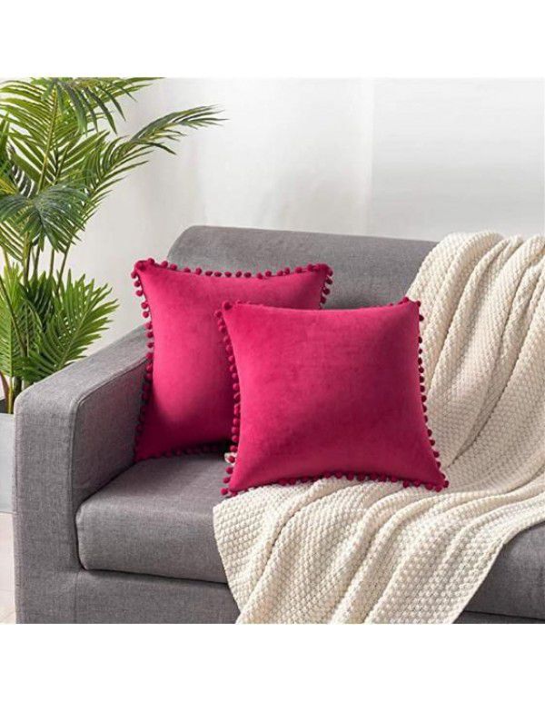 Nordic ins style pillowcase cross-border ball ball velvet solid color pillowcase office sofa pillow bedside cushion