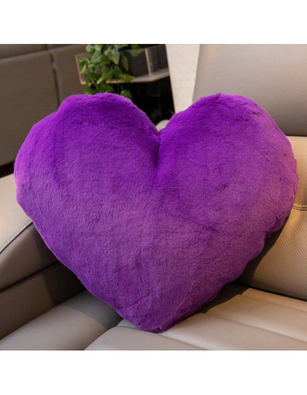 Cute solid color imitation wool throw pillow car pillow heart-shaped sofa waist cushion office seat plush cushion