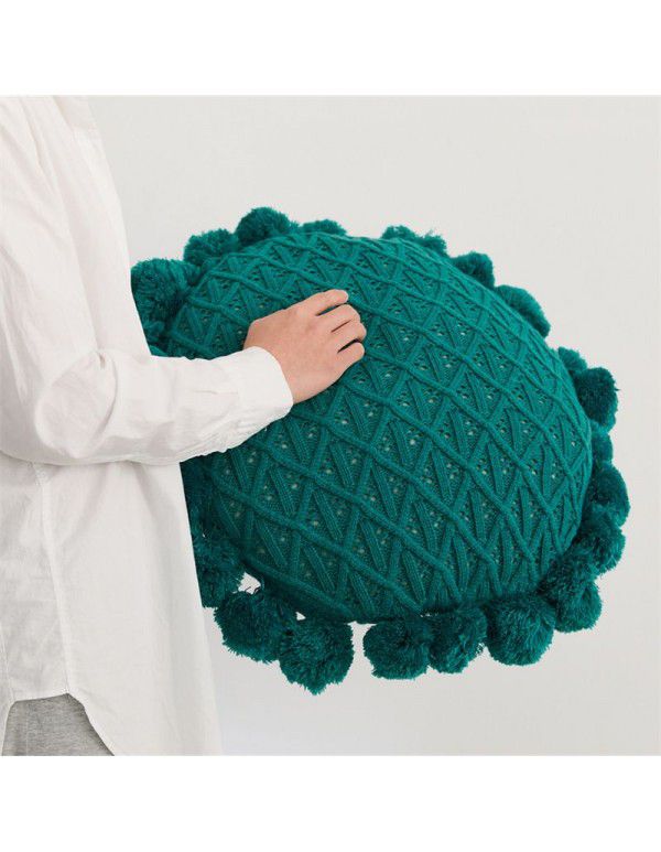 Ruijing ins wind net red knitting bedside sofa, living room, ball pillow, bedside cushion, Eni yarn