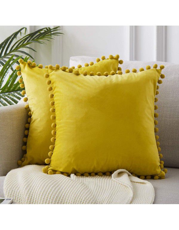 Nordic ins style pillowcase cross-border ball ball velvet solid color pillowcase office sofa pillow bedside cushion