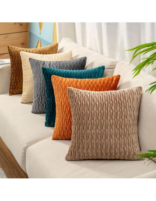 Cross border solid velvet pleated pillowcase Dutch velvet sofa cushion bedside pillow office waist support