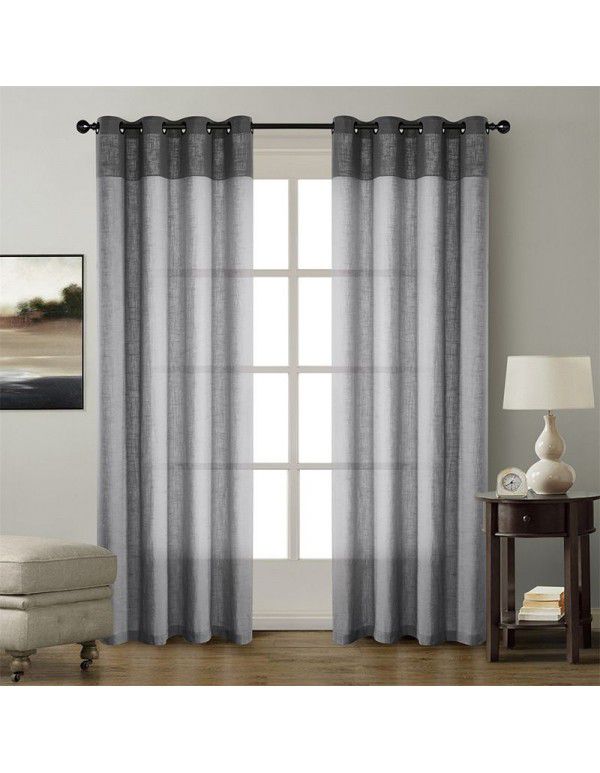 Simple linen splicing curtains, solid color, blackout curtains, living room, bedroom, curtains, finished products, multi color, optional