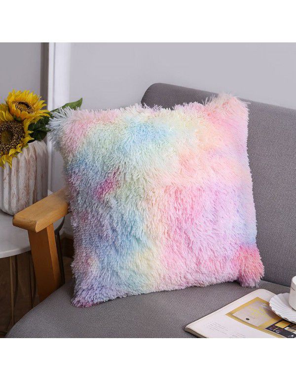 Plush Throw Pillow 2022 Cross border Amazon New Product Solid Color Sofa Cushion Cover Sea Velvet Office Home Cushion