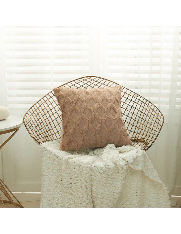 Wholesale special embroidered geometric diamond block plush pillowcase Simple solid color Nordic style household pillowcase