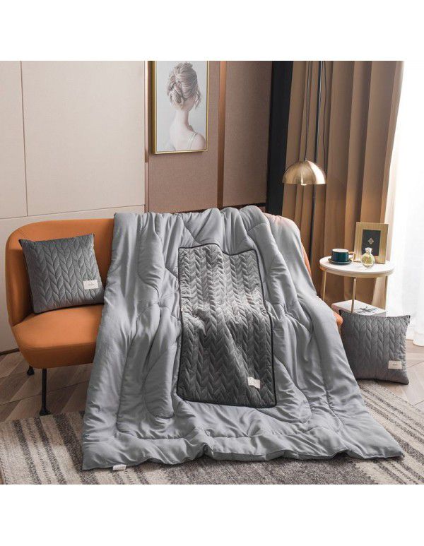 Velvet light luxury pillow, quilt dual-use thickened car office air conditioner, cushion sofa, nap pillow, pillow