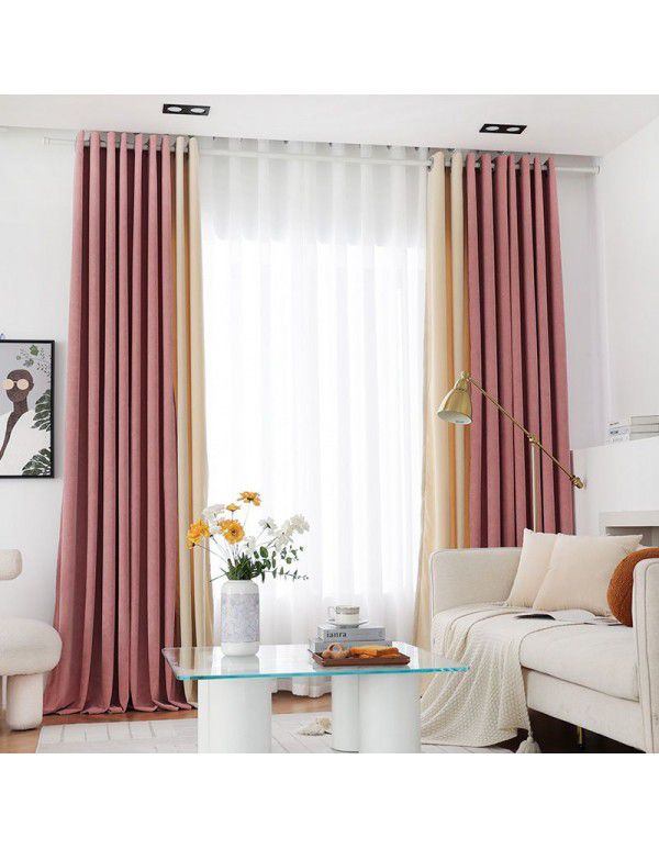 New minimalist nordic ins baby velvet finished curtain living room balcony window curtain