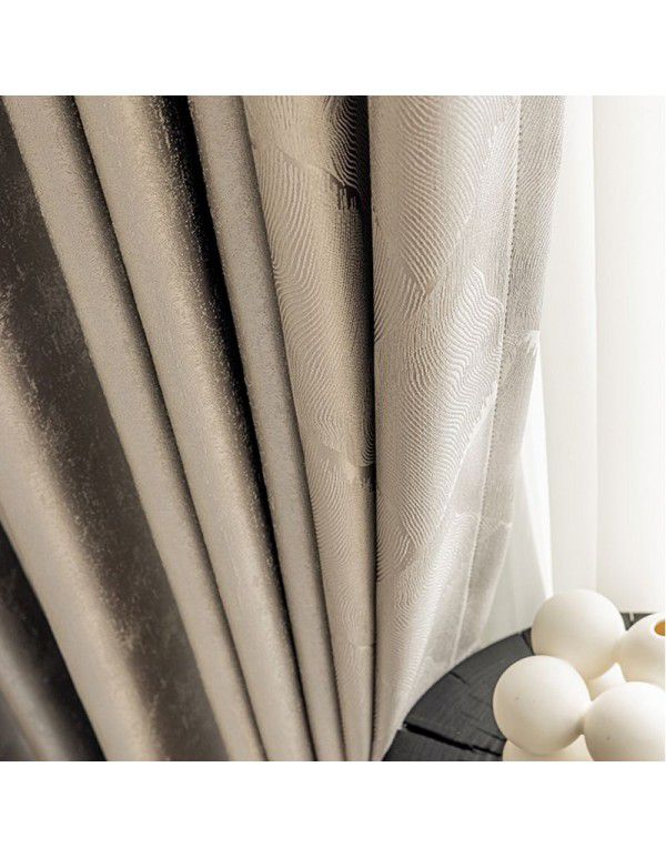 High precision texture malachite green mica grey modern luxury blackout curtain cloth finished villa curtain Venus