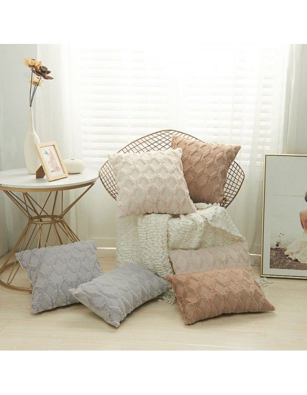 Wholesale special embroidered geometric diamond block plush pillowcase Simple solid color Nordic style household pillowcase