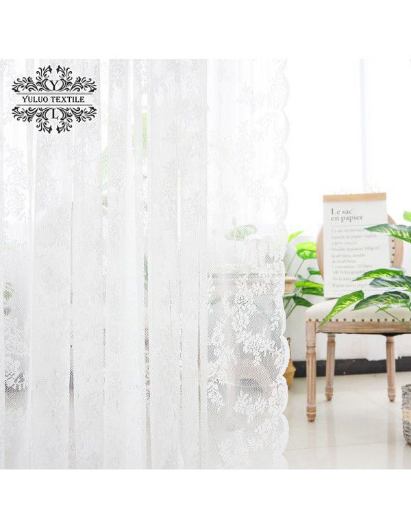 Lace window screen, finished jacquard yarn, French, Korean, American, pastoral, white screen curtain, door curtain, floating window bedroom