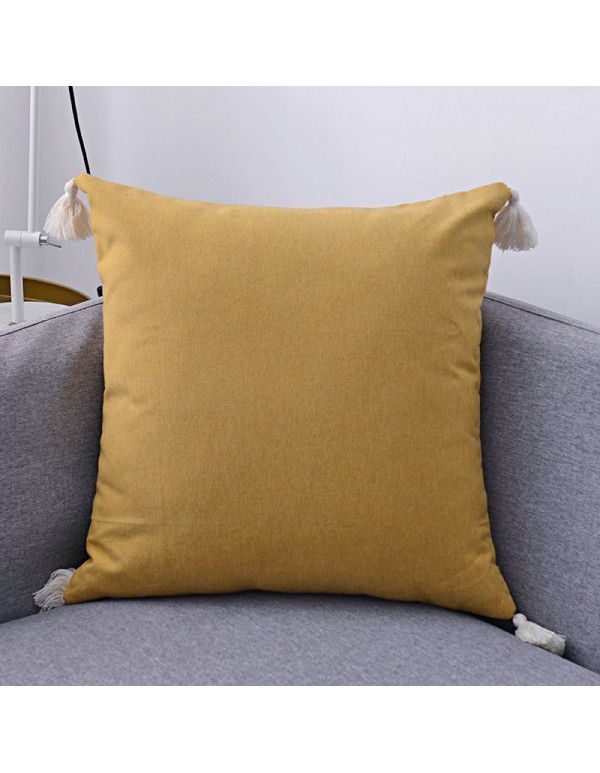 Nordic linen tassel pillow cover American style garden sofa pillow office waist pillow bedside cushion waist back wholesale