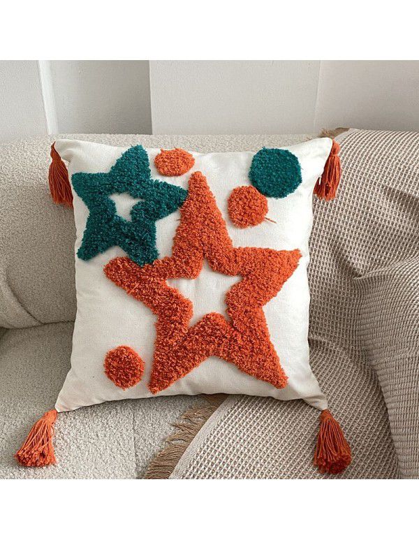 Nordic ins bohemian tufted five pointed star pillow popular home stay sofa bedside cushion office waist pillow