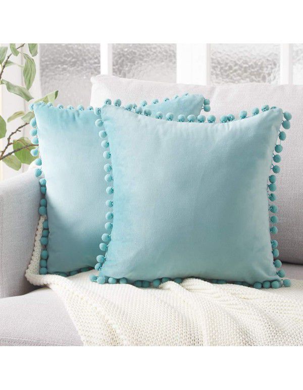 Nordic ins style pillowcase cross-border ball ball velvet solid color pillowcase office sofa pillow bedside cushion