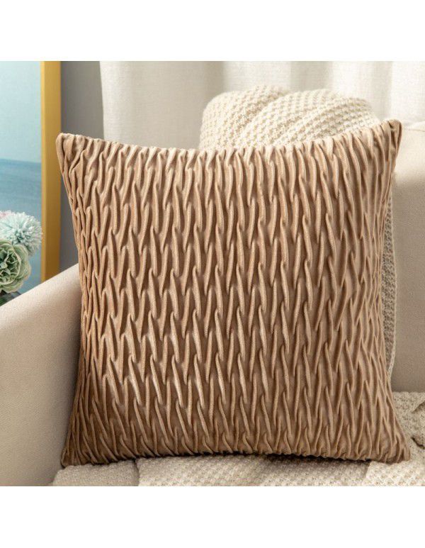 Cross border solid velvet pleated pillowcase Dutch velvet sofa cushion bedside pillow office waist support