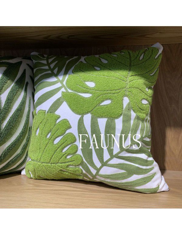 Support large customized American plant leaves, towel embroidery, pillow quality furniture, living room embroidery, cushion 3050