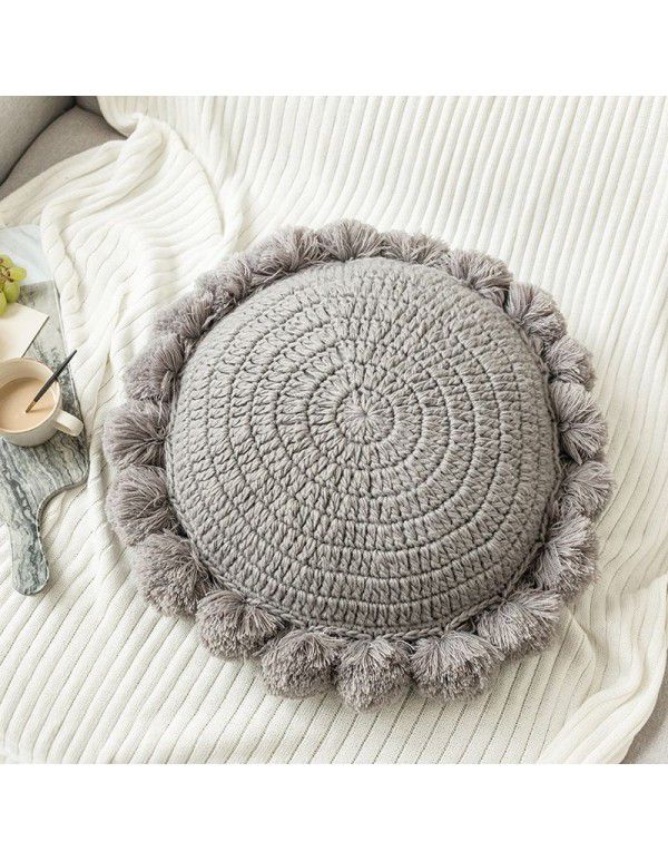 Yutujia Creative Round Ball Pillow Nordic Design Handmade Woolen Sofa Cushion Cushion Solid Color Cushion