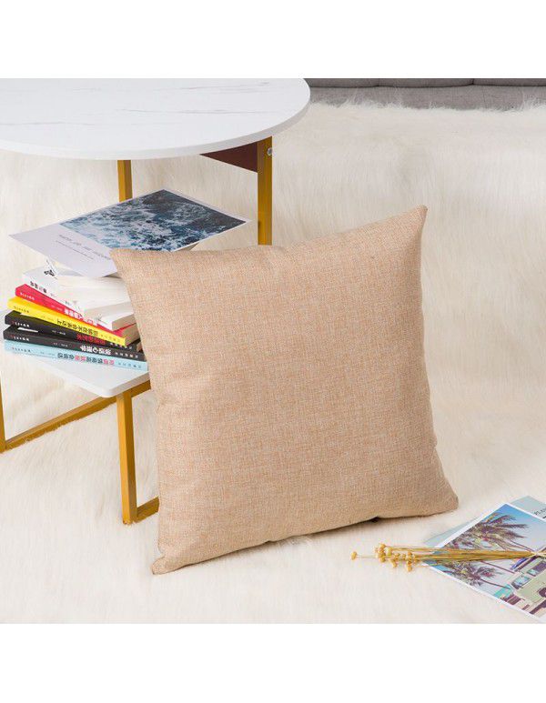 Nordic solid cotton linen pillow sofa cushion cover living room bedroom car office backrest multicolor modern simplicity