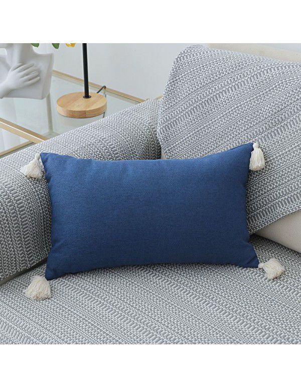 Nordic linen tassel pillow cover American style garden sofa pillow office waist pillow bedside cushion waist back wholesale