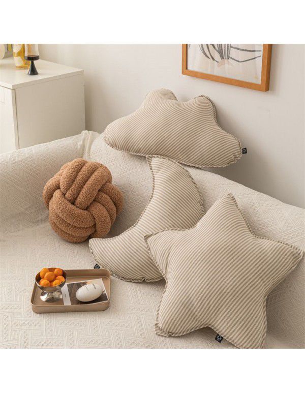 Cotton and linen stripe series pillow, star, moon, cloud stripe, twist candy, home sofa, pillow