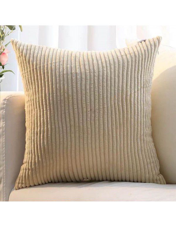 Corduroy pillow cushion Bedroom pillow sofa cushion Office solid color flannelette stripe pillow cover without core