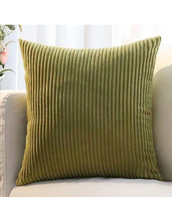 Corduroy pillow cushion Bedroom pillow sofa cushion Office solid color flannelette stripe pillow cover without core