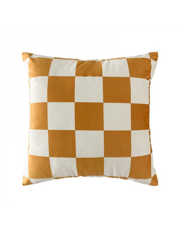 Velvet pillowcase ins wind chessboard lattice bedside upholstery cushion waist pillow backrest sofa pillowcase wholesale