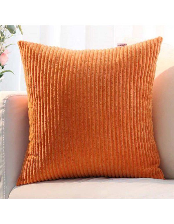 Corduroy pillow cushion Bedroom pillow sofa cushion Office solid color flannelette stripe pillow cover without core