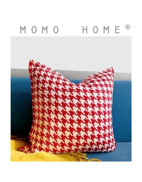 Nordic luxury ins retro chessboard style pillow, thousand bird style pillow case, sofa, living room, model room, bedside pillow