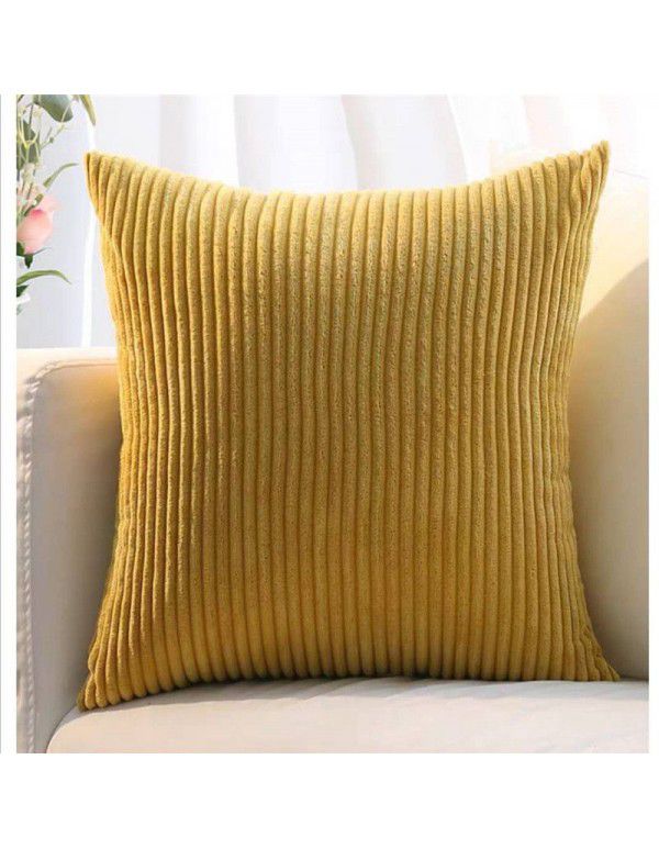 Corduroy pillow cushion Bedroom pillow sofa cushion Office solid color flannelette stripe pillow cover without core