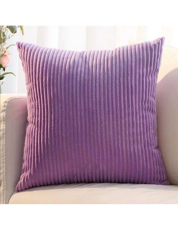 Corduroy pillow cushion Bedroom pillow sofa cushion Office solid color flannelette stripe pillow cover without core