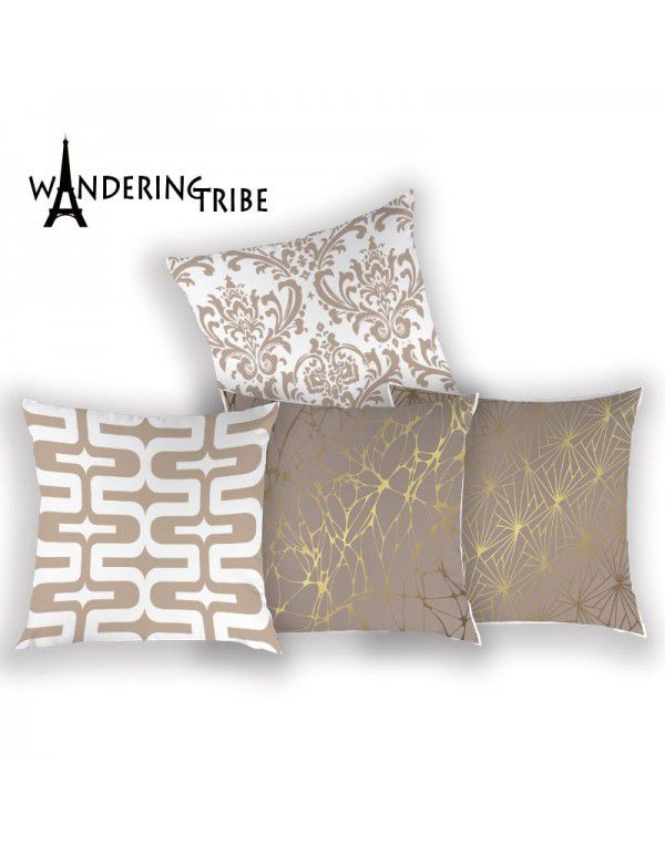 Pattern Line Gold Throwing Pillow Cover Digital Printing Simple Pillow Cover Cross border Best Backrest Home Fabric Cushion