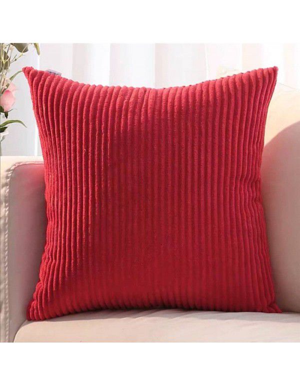 Corduroy pillow cushion Bedroom pillow sofa cushion Office solid color flannelette stripe pillow cover without core