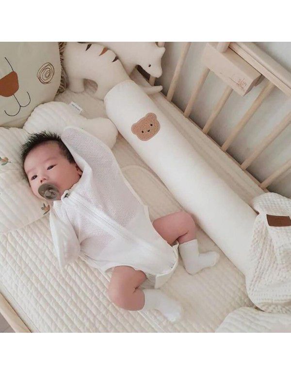 INS bear baby cylindrical bed surround baby anti-collision side sleeping pillow clip leg pacify pillow removable and washable