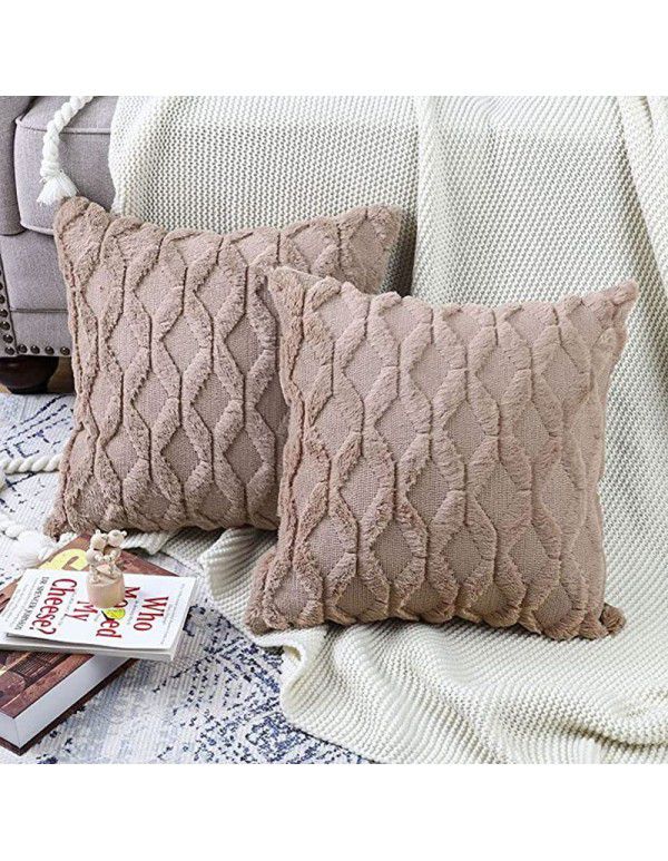 Cross border quilted pillows Headrest pillowcase ins velvet cotton linen pillowcase plush cushion cover Waist rest wholesale